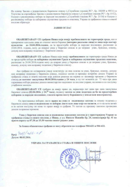 Јавни оглас за ЗОНУ ПЛУС, 08.03.2016.