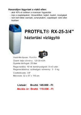 PROTFILT® RX-25-3/4`` háztartási víz lágyító