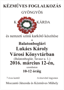 Page 1 KÉZMŰVES FOGLALKOZÁS GYÖNGYÖS és nemzeti színű