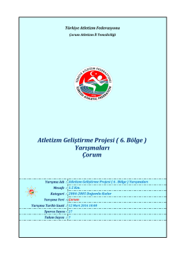 2004-2005 Doğumlu Kızlar - Türkiye Atletizm Federasyonu