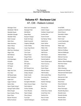 Volume 47 - Reviewer List 47. Cilt