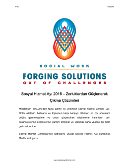Sosyal Hizmet Ayı 2016 – Zorluklardan Güçlenerek Çıkma Çözümleri